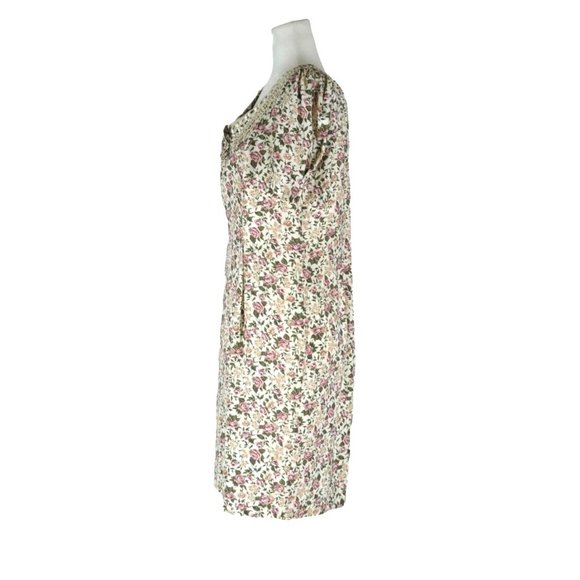 Vintage Paquette Too! Floral Dress with Rosette and Lace Collar Garden Cottage T - Picture 5 of 14